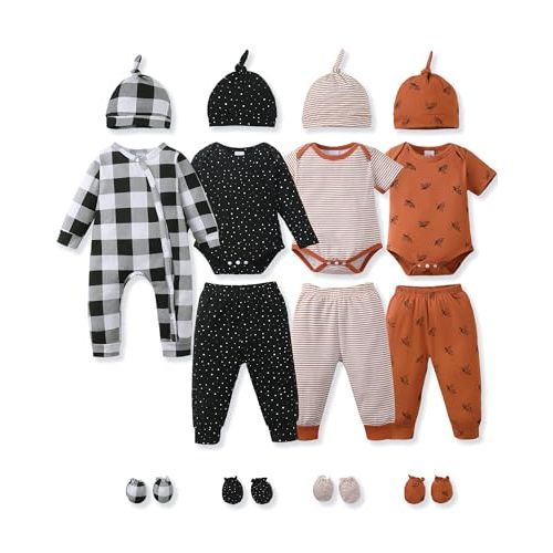 NZRVAWS Preemie Newborn Baby Boy Clothes Infant Clothing Romper Pant Outfits Set Layette Essentials 19 Pieces 0 3 6 12 Months
