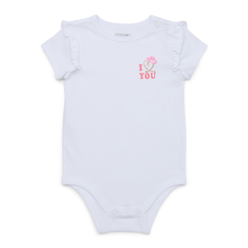 Garanimals Baby Girl Short Inset Ruffle Sleeve Graphic Bodysuit, Sizes 0-24 Months