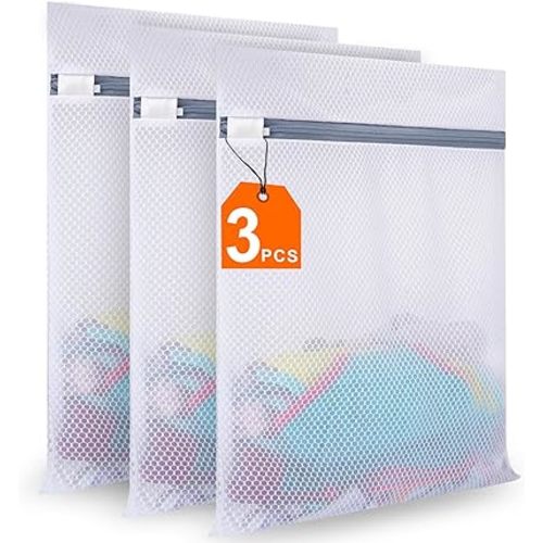 3PCS Honeycomb Mesh Laundry Bags for Delicates, Sturdy and Durable, 12x16 Inch, Suitable for Washing Machines and Dryers,Enhanced Design for Superior Garment Protection-