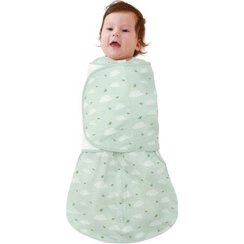 Newborn Baby Swaddle Sleep Sack: Cotton Wearable Blanket for 0-3month、3-6months、6-12 Transition Stage - 0.5-1.0 Tog Zip Swaddler with Adjustable, Easy Diaper Change,Soft & Breathable