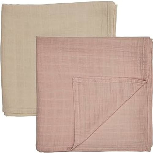Denmark - Muslin Swaddle Blankets – 100% Organic Cotton Super Soft Baby Swaddle – Ideal Receiving Blanket for Baby Boy and Girl – 47’’ x 47’’ (Fog/Blush)