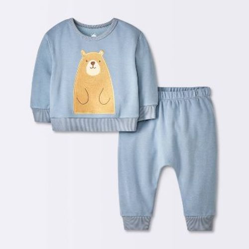 Baby Boys' Modal French Terry Sweatshirt & Pants Set - Cloud Island™ Blue 12M: Midweight Knit, Pullover Top, Elastic Waist Joggers