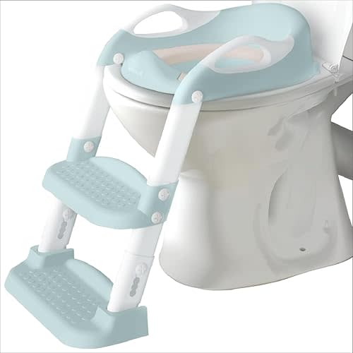 Jool Baby Potty Training Seat with 2 Step Ladder for Toddlers - Soft Cushioned Seat & Splash Guard, Adjustable Height (Aqua)