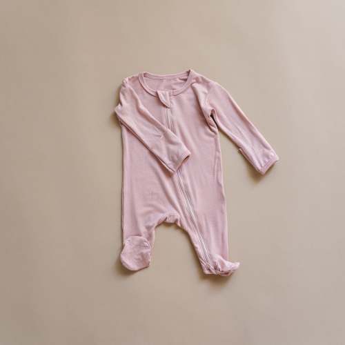Zipper Footie Onesie in Rosebud