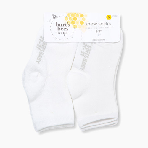 Burt's Bees Baby - solid crew SOCKS 6-pack (Cloud White)