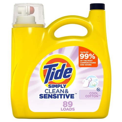 Tide Simply Clean & Sensitive Laundry Detergent, Cool Cotton, 117 fl oz, 89 Loads