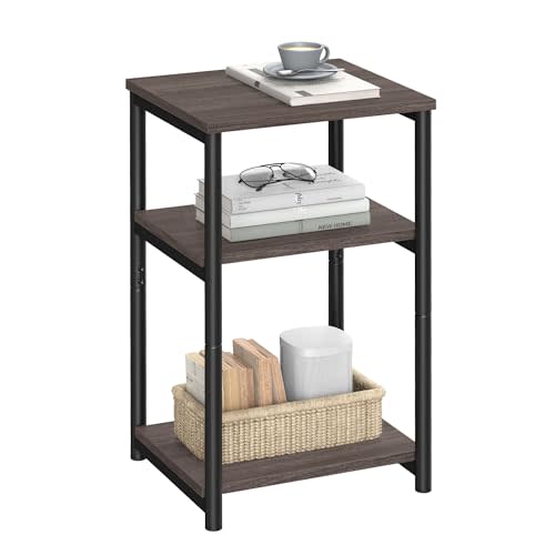 VASAGLE BARNET Collection - Side Table, Small End Table for Living Room, Modern Tall Nightstand, Bedroom, Office, Bathroom, Steel Frame, Chestnut Brown and Ink Black ULET273B74