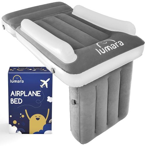 Toddler Airplane Bed - Inflatable Airplane Bed for Toddlers, Plane Baby Seat Extender for Kids - Blow Up Air Mattress for Child Flight Sleep with Safety Belt, No Pump Needed