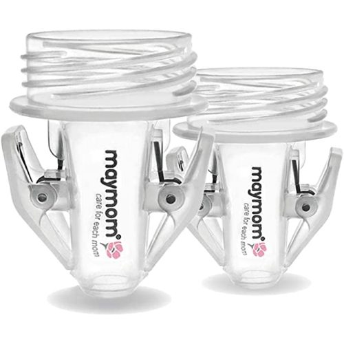 Maymom Breastmilk Storage Bag Adapters Compatible with Avent, Spectra S1, S2 Pumps with Wide Mouth Flange; Clear BPA free Material; Boiling Water Safe; Do Not Use Microwave or Steamer Bag to Sanitize - 2 Count (Pack of 1) - 1st Generation