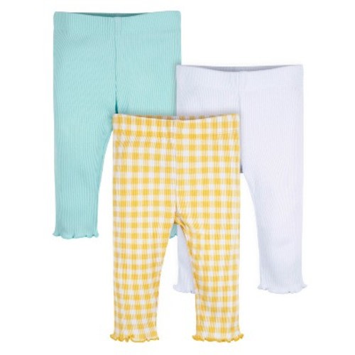 Gerber Baby Girls' Pull-On Knit Leggings - Picnic Day Dreams - 12 Months - 3-Pack