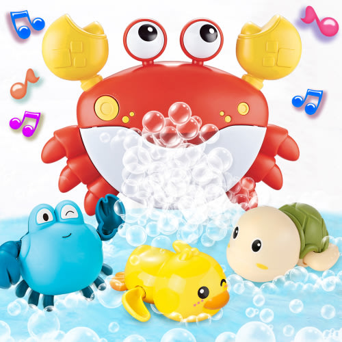 Baby Bath Toys for Toddlers, Crab Bath Bubble Maker with 12 Songs, 3 Pack Wind-up Pool Toys for Kid, Bathtub Toys As Birthday for Boys Girls
