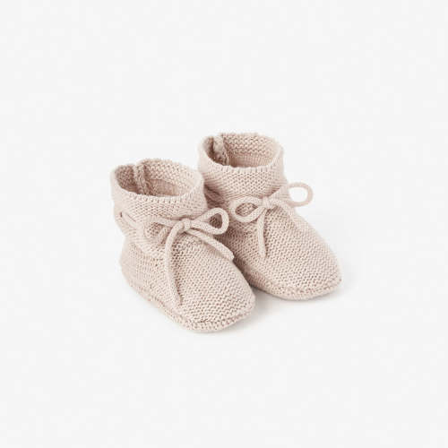 Taupe Garter Knit Baby Booties TAUPE / 0-12M