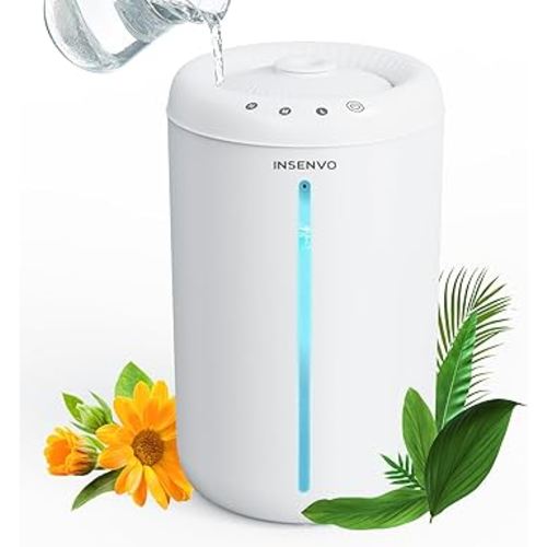 4.5L Humidifiers for Bedroom Home, INSENVO Air Humidifier for Plants Baby Nursery, 1.18Gal Cool Mist Top Fill Humidifiers with 3 Mist levels, Auto Shut Off, Night Light, 360° Nozzle, Anti-Spill