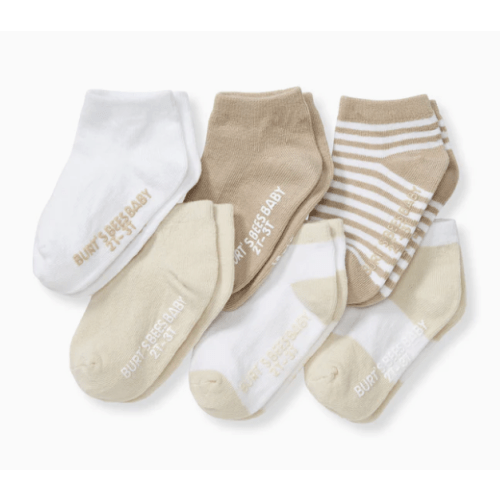 Solid & Stripes Organic Cotton Baby Ankle Socks 6 Pack - Oat – Burt's Bees Baby