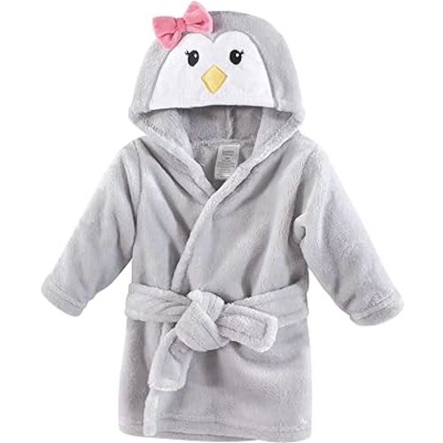 Luvable Friends Unisex Baby Plush Bathrobe, Girl Penguin, 0-9M