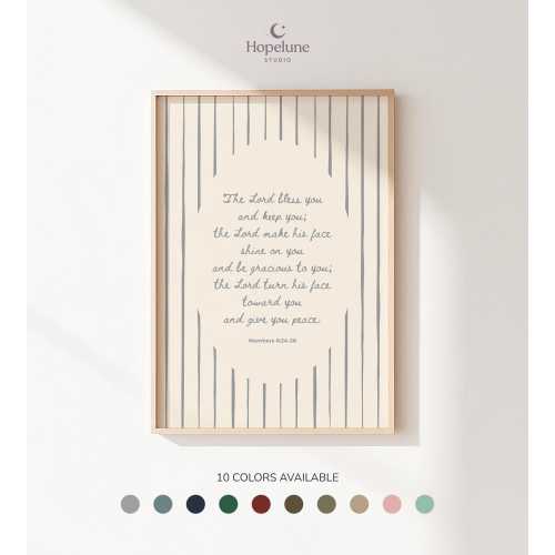 Numbers 6:24-26 Nursery Print, The Lord Bless You, Striped Bible Verse Wall Art, CUSTOM PHYSICAL PRINT