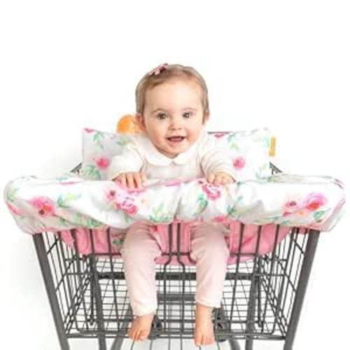 Binxy Baby 2-in-1 Cushy High Chair Cover and Shopping Cart Cover for Baby, Comfortable Cover for Grocery Cart, Universal Fit Cart Cover for Babies, Includes Storage Pouch - Full Bloom