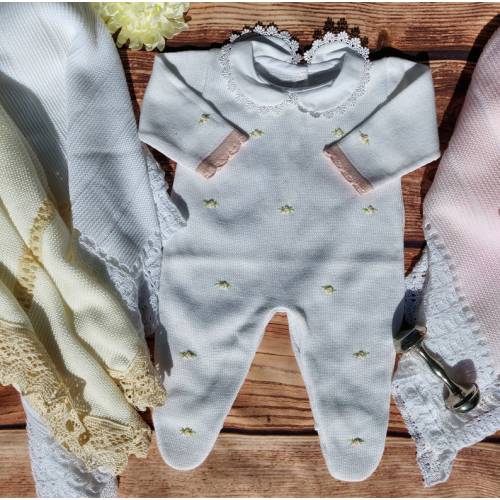 Newborn Girl Coming Home Outfit, Baby Knitted Outfit, Baby girl take home Spanish baby set Christening outfit baby girl newborn knitted set