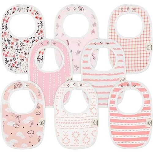 8-Pack Organic Baby Bibs for Girls & Boys - Teething Baby Bibs for Boy, Girl - Newborn Bibs for Baby Girl, Boy