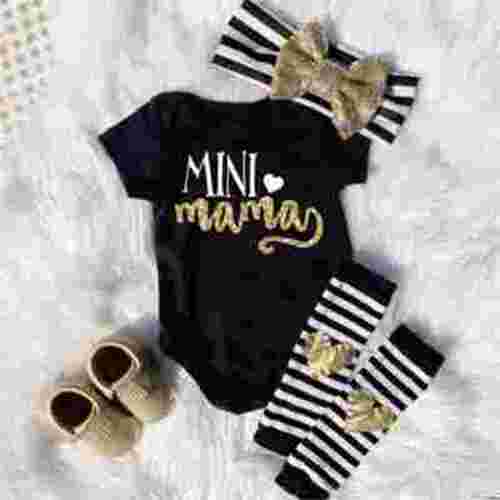 IZhansean Mama's Mini Newborn Infant Baby Girl Romper+Leg Warmer+Headband Clothes Outfits Black 6-9 Months