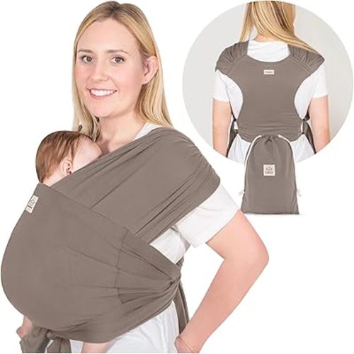 KeaBabies Baby Wrap Carrier Ring Sling - Easy to Wear, Adjustable D-Lite Baby Carrier Newborn to Toddler, Infant Carrying Shirt, Hands Free Bonding, Breathable Fabric Wearing Wrap (Copper Gray)