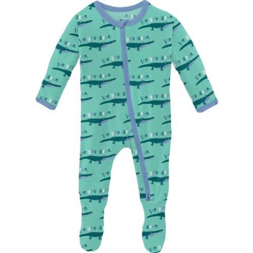 KicKee Pants Alligator Print Fitted One-Piece Footie Pajamas | Nordstromrack