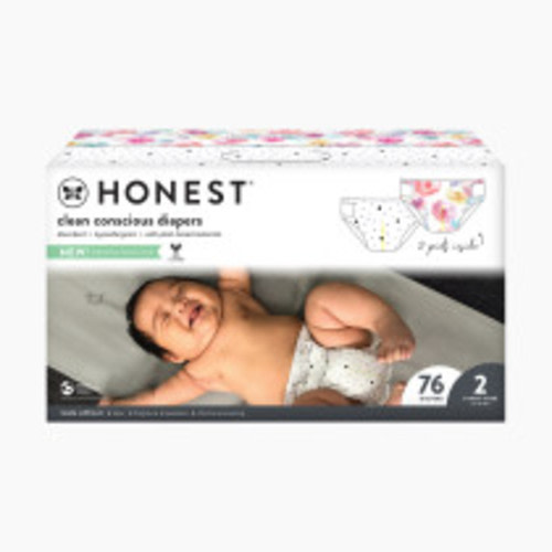 The Honest Company Clean Conscious Disposable Diapers - Ya Heart + Rose Blossom, Size 2, 72 Count