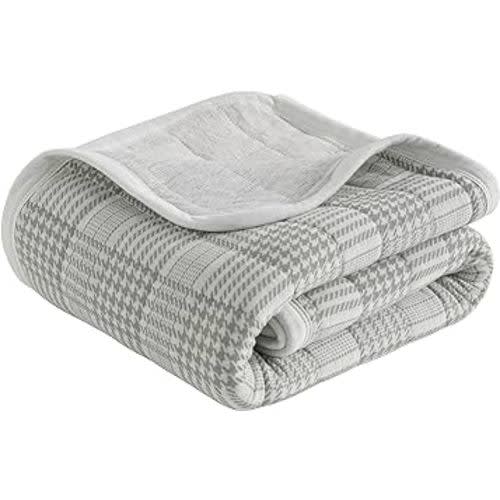 NTBAY Jersey Cotton Quilted Toddler Blanket, Breathable and Warm for Boys and Girls Baby Blanket, 30x40 Inches, Grey Grid