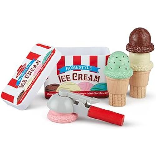 Melissa & Doug Scoop and Stack Ice Cream Cone Magnetic Play Set, Multicolor - Pretend Food, Ice Cream Toy For Toddlers And Kids Ages 3+.