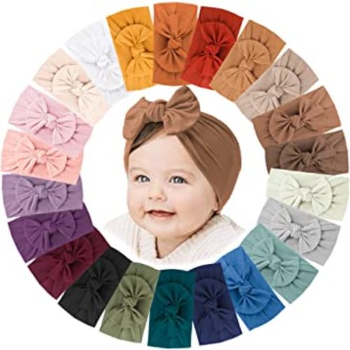 Jesries 22 PCS Baby Headbands Soft Nylon Hairbands with Bows Girls Hair Accessories for Newborn Infant Toddler Kids Handmade