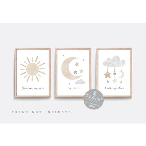 You are my sun, my moon and all my stars print, Sun Nursery print, Kid bedroom art, Star nursery, Moon wall art, Nursery wall art, boho art