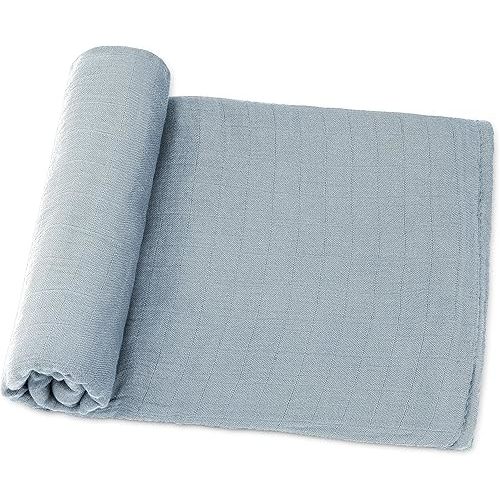 Comfy Cubs Muslin Swaddle Blankets Pack of 1 - 47 x 47 Inch Soft Cotton Baby Blanket Set, Large Multipurpose Wraps for Newborns - Self-Soothing Swaddles for Newborns - Pacific Blue