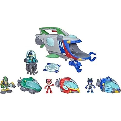PJ Masks PJ Launching Submarine and Rovers Preschool Toy, Underwater-Themed Playset with 3 PJ Rovers and 3 Action Figures, Ages 3 and Up (Amazon Exclusive)