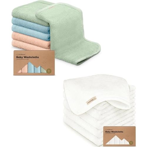KeaBabies 6-Pack Baby Washcloths - Soft Baby Washcloth, Baby Wash Cloths, Baby Wash Cloth for Newborn, Kids, Bath Baby Towels, Face Towel, Face Cloths for Washing Face
