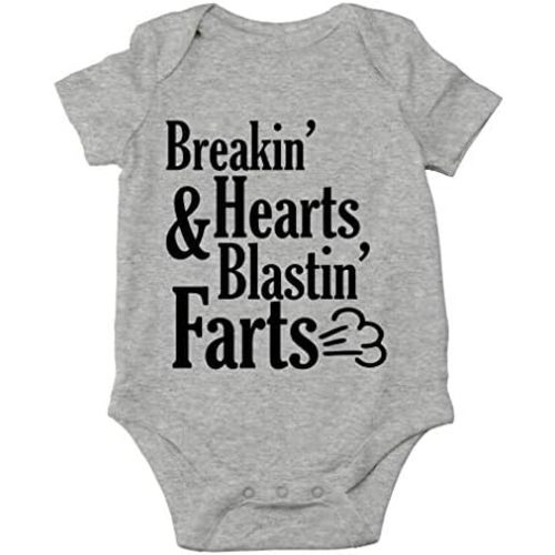 AW Fashions Breakin' Hearts & Blastin' Farts Baby Bodysuit Funny Cute Infant Clothing Baby Wear Apparel