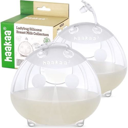 haakaa Ladybug Milk Collectors Breastmilk Catcher Wearable Nursing Cups for Breastfeeding Moms to Collect Leaky Breast Milk, Protect Sore Nipples, Made of Soft Food Grade Silicone(1.4oz/40ml,2PCS)