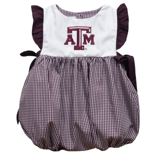 Girls Infant Vive La Fete Maroon Texas A&M Aggies Gingham Puffy Bubble Dress