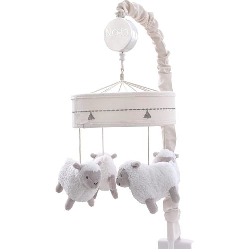 NoJo Together is Better White and Taupe Lambs Musical Mobile