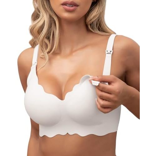 Nursing Bras for Breastfeeding Wavy Seamless Comfort Maternity Bralette Wireless Pregnancy Sleep Bra with Support