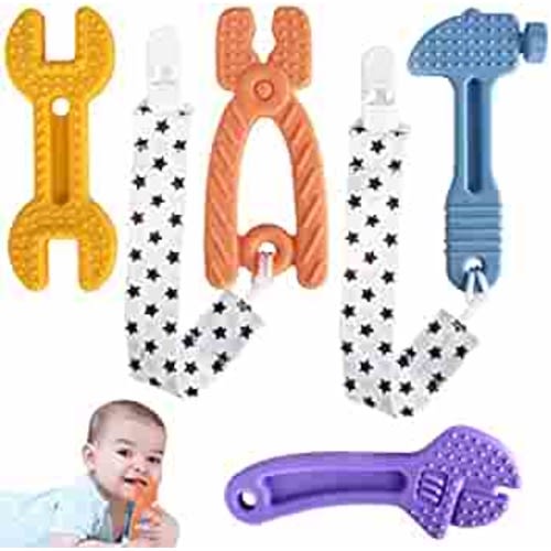  8 PC Baby Teething Toys, Teethers Set for 0-6, 3-6 Months & 6-12  Months, Baby Essentials, Infant Toys, Baby Chew Toys Set, Food Grade  Silicone, Hammer Wrench Spanner Pliers Fruit