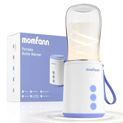 MOMFANN Portable Bottle Warmer Travel Baby Bottle Warmer for Breastmilk On The Go Travel Bottle Warmer Leak-Proof 2 Modes Fast Heating 11400 mAH Battery Capacity to Meet Your All-Day Needs