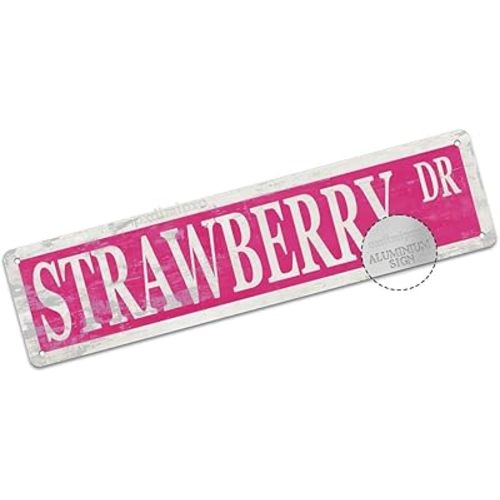 Strawberry Decor Sign Funny Strawberry Themed Gifts Party Decorations Novelty Aluminum Metal Signs Vintage 4x16 Inch Fruit Wall Art for Home Kitchen Room Office Cabin Garden Man Cave Bar Café