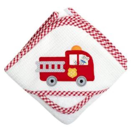Firetruck Hooded Towel Set - Red Check