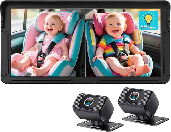 Amazon.com: Rohent Dual Baby Car Camera for 2-Kids: 6.9'' HD Split Screen with Auto Brightness 1080P Backseat Camera for Twins Infrared Night Vision - 360° Adjustable USB Easy Setup Ideal for SUVs Minivans : Baby