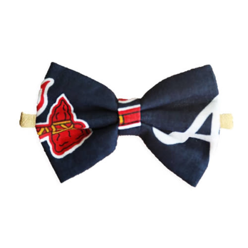 Atlanta Baseball Newborn Baby Girl To Toddler Nylon Headband Bow - Made In USA