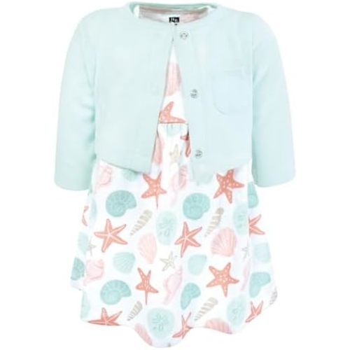 Hudson Baby Infant and Toddler Girls Cotton Dress and Cardigan Set