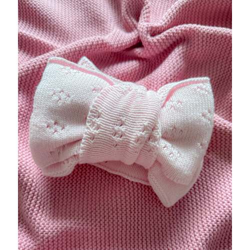Oversized pointelle pattern pink baby bow