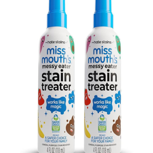 Miss Mouth's Messy Eater Stain Treater Spray - 4oz 2 Pack Stain Remover - Newborn & Baby Essentials - No Dry Cleaning Food, Grease, Coffee Off Laundry, Underwear, Fabric