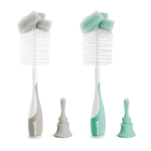 Munchkin Sponge Bottle Brush, Gray/Green, Unisex, 2 Pack