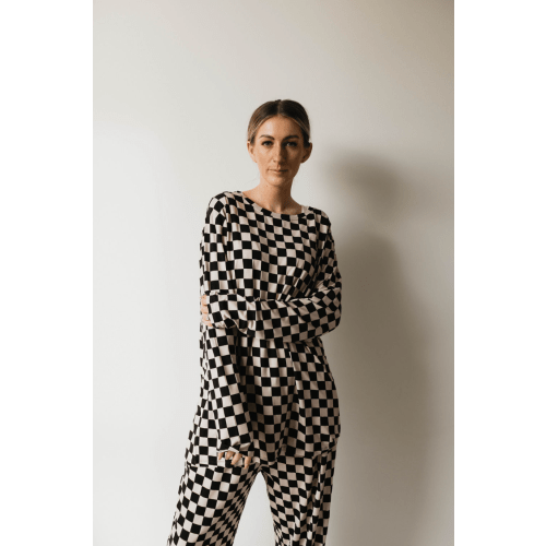 Black Checker | Adult Bamboo Pajamas size large